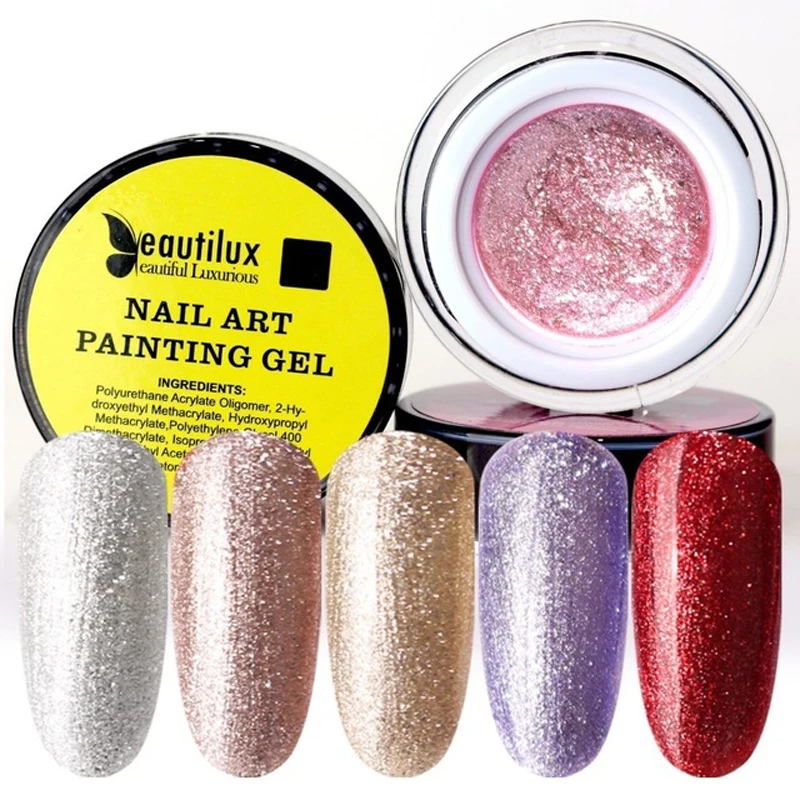 

1PC Painting Nail Gel Rose Gold Silver Color Gel Polish UV LED Soak Off Nail Art Design Nail Gel Polish Smalto Esmalte 10ml