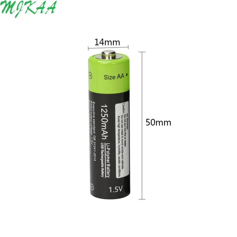 ZNTER 4 шт AA перезаряжаемая батарея 1,5 V 2A 1250mAh usb зарядка литиевая батарея с микро usb кабель для зарядки