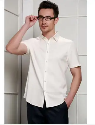High-end брендовая мужская деловая Повседневная сезон весна-лето шелк тутового шелкопряда чистый цвет футболки с коротким рукавом, для девочек, шелковая сорочка