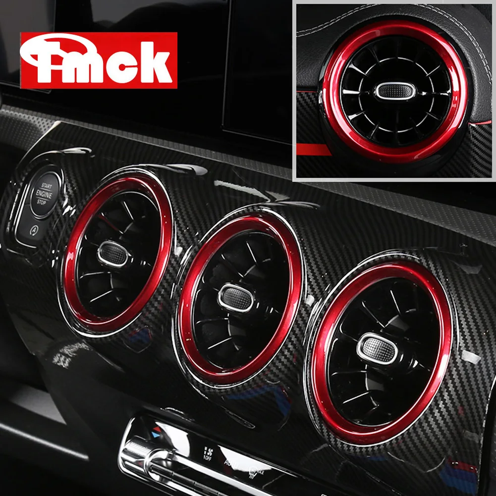 

Red!!! Car Central Dashboard Rear Seat AC Air Vent Ring Trim Cover for Mercedes Benz A Class W177 V177 A180 A200 A220 A250 2019+