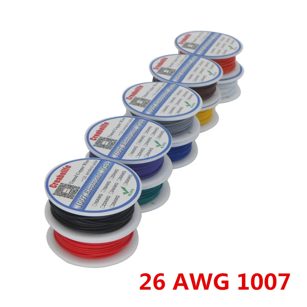 10 м UL 1007 26AWG цветов Электрический провод Кабельная линия Луженая Медь PCB Провод RoHS