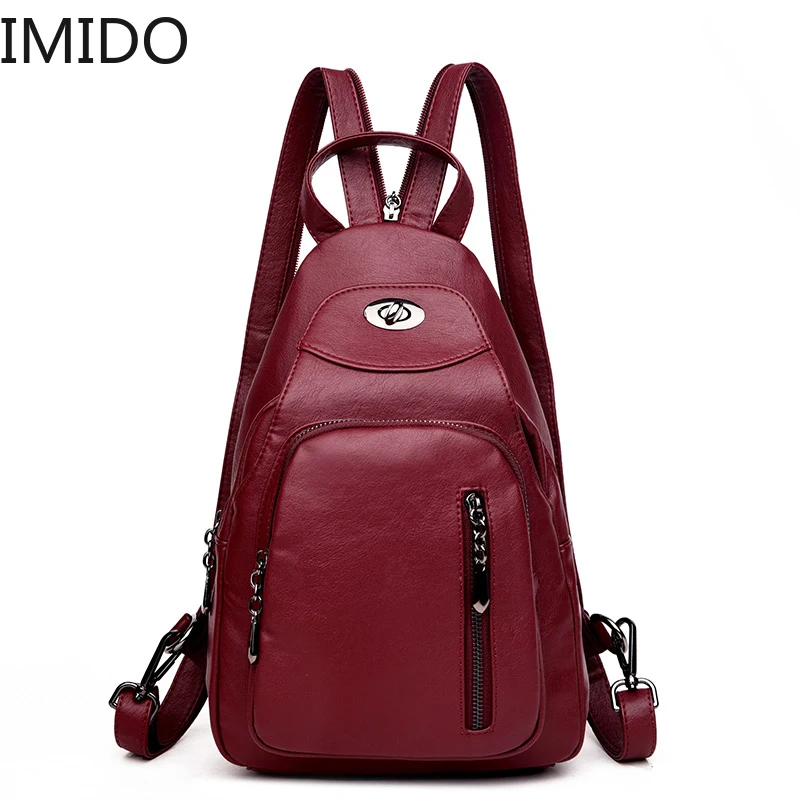 

2019 High Quality Soft Leather Backpacks Women Sac A Dos Vintage Rucksacks for Girls Mochilas Female Backpack School Bag Daypack