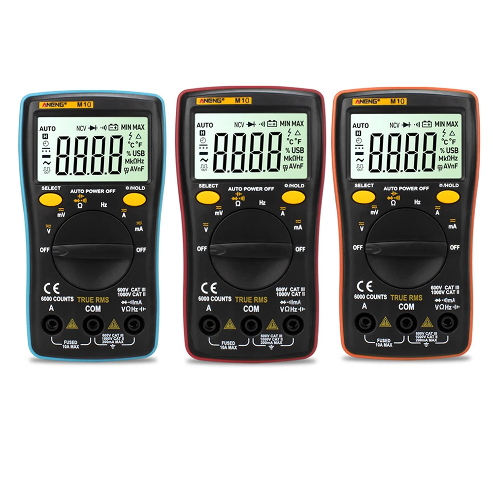 Beste ANENG M10 AN8001 Draagbare LCD Digitale Multimeter 6000 Telt Backlight AC DC Amperemeter Voltmeter Ohm Meter Teste