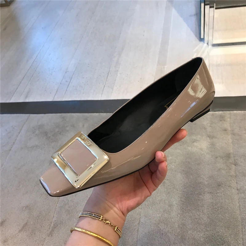 Kmeioo Classic Career Office Shoes Woman Square Toe Low Heels Women Fashion Loafers Slip-On Suqare Heels Woman Red Black Shoes