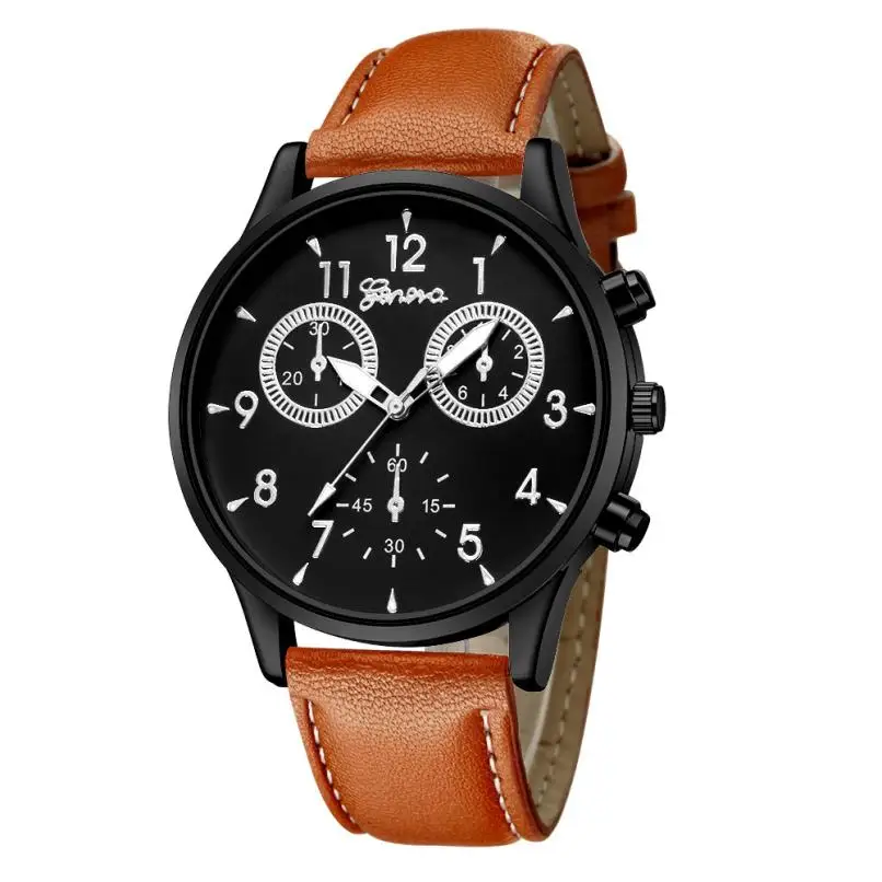 Люксовый бренд Мужские часы водонепроницаемые кожаные военные повседневные Аналоговые кварцевые наручные часы бизнес класса Relogio masculino# L05 - Цвет: Brown