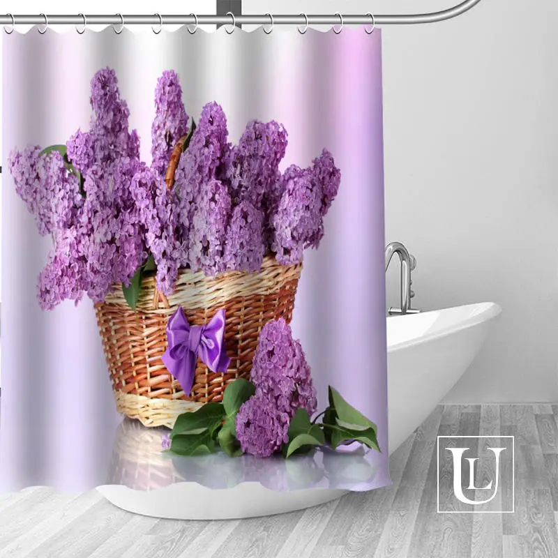 Сиреневые цветы занавески для душа s на заказ Водонепроницаемая занавеска для ванной комнаты ткань полиэстер занавеска для душа Высокое качество