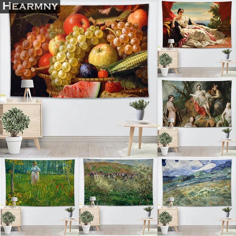 

Custom Oil Painting Background Fabric Valance Tapestry Wall Hanging Bedroom Living Room Blanket Yoga Beach Towel Tablecloth