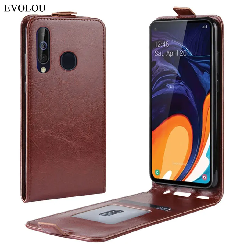 UP Down Flip Leather Case for Samsung A60 Cover Retro Vertical Flip Cover for Samsung Galaxy A60 SM-A606F/DS Phone Bag Case Skin