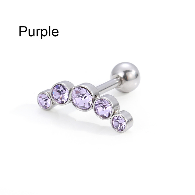 Cartilage Helix Tragus Stud Earrings Ear Nail Stainless Steel Bar Piercing Crystal Body Jewelry Accessories Gifts