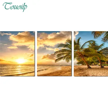 

bead embroidery diamond 3 Panel sea tree Landscape diamond painting full diamond mosaic picture of rhinestones cross-stitch kit