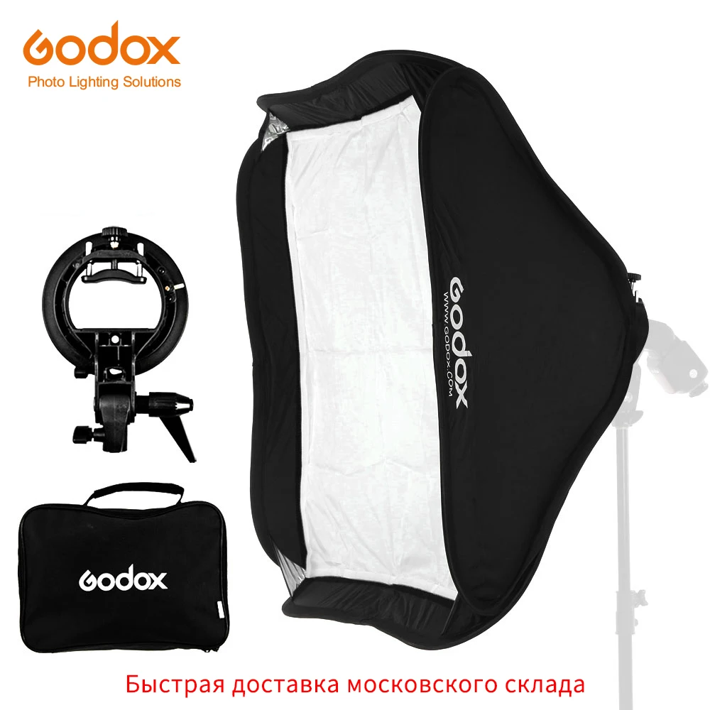 

Godox Ajustable Speedlight Flash Softbox 80cm * 80cm 31 x 31in+ S type Bracket Bowens Mount Kit for Speedlite Studio Shooting