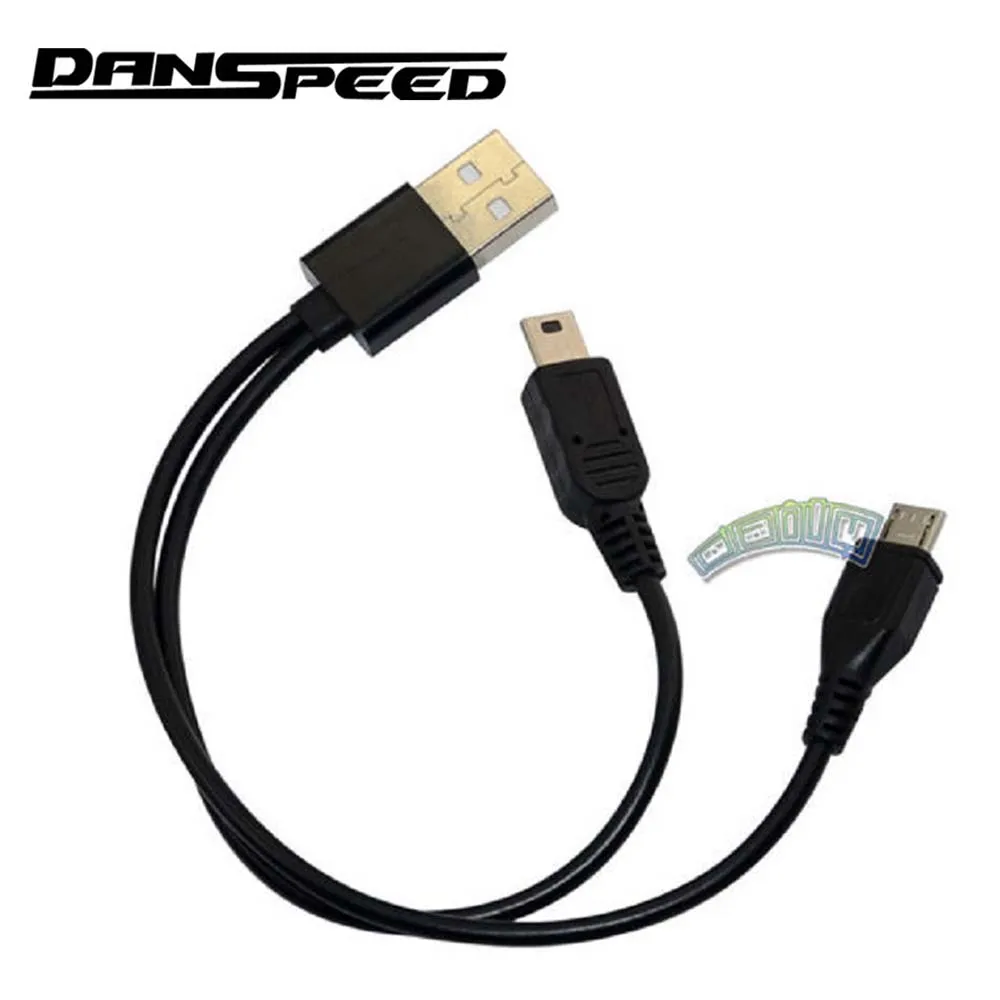 

DANSPEED 25cm USB A Male To Micro 5pin+Mini B Male Plug Splitter Y Power Data Cable Cord