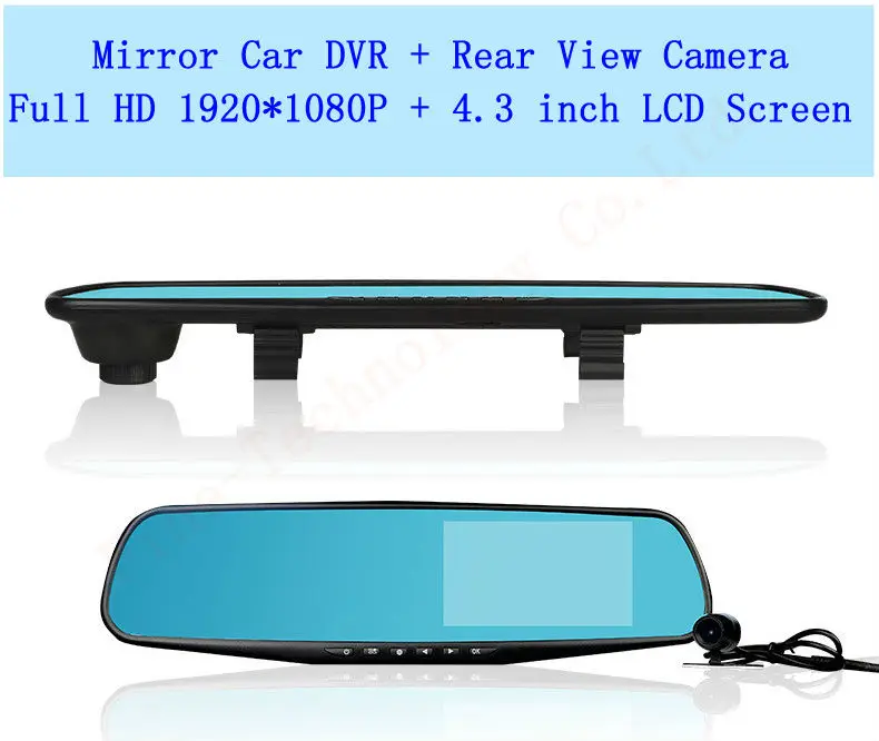 Car Dvr 1080P Dual Lens Dash Camera Mirror Digital Recorder With