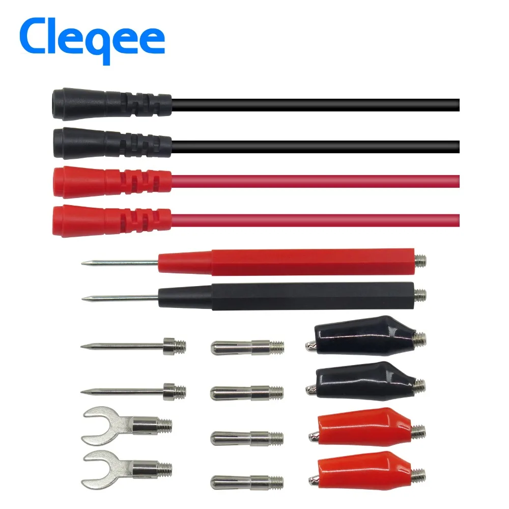 

Cleqee P1500 Test Leads kit Replaceable Test wires Probes for digital Multimeter Test Leads crocodile clips U type probe
