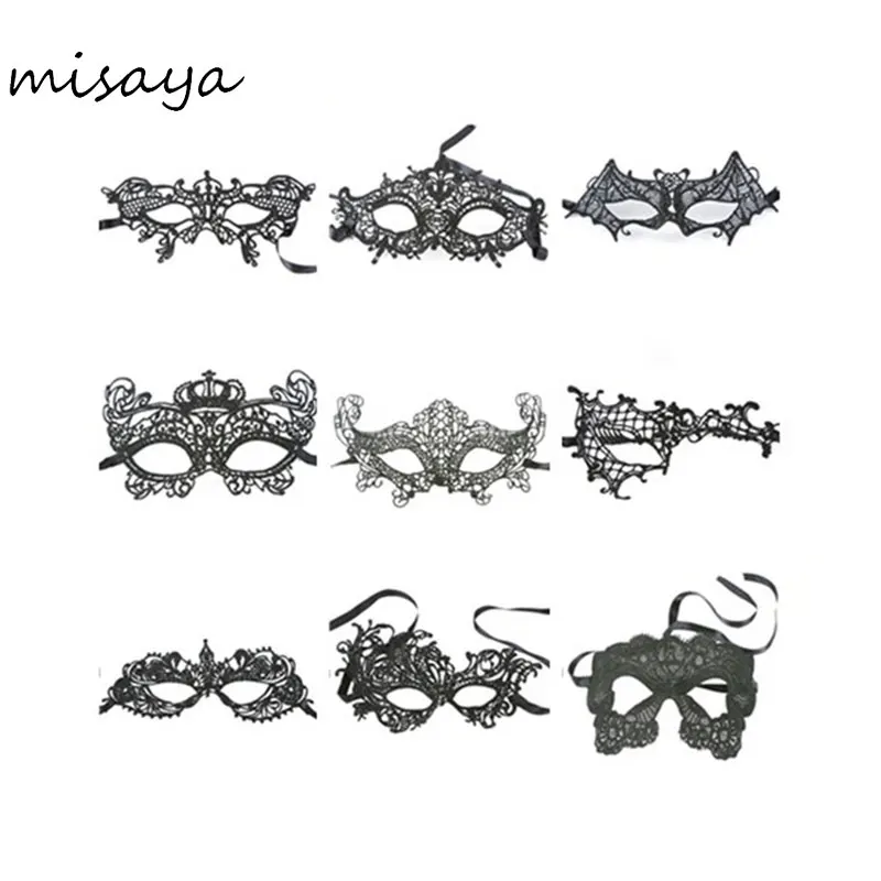 

Misaya 1pc Black Sexy High Quality Lace Mask Cutout Eye Mask For Halloween Masquerade Party Fancy Dress Costume