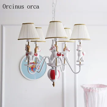 

Cartoon creation merry go round chandelier boy girl bedroom children's room lamp American art pony Chandelier free shipping