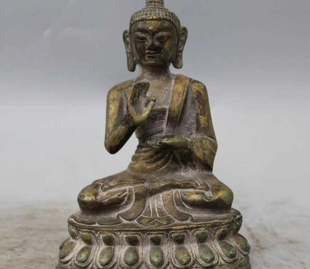 

6" Tibet Tibetan Buddhism Bronze Shakyamuni Amitabha Buddha Sakyamuni Statue