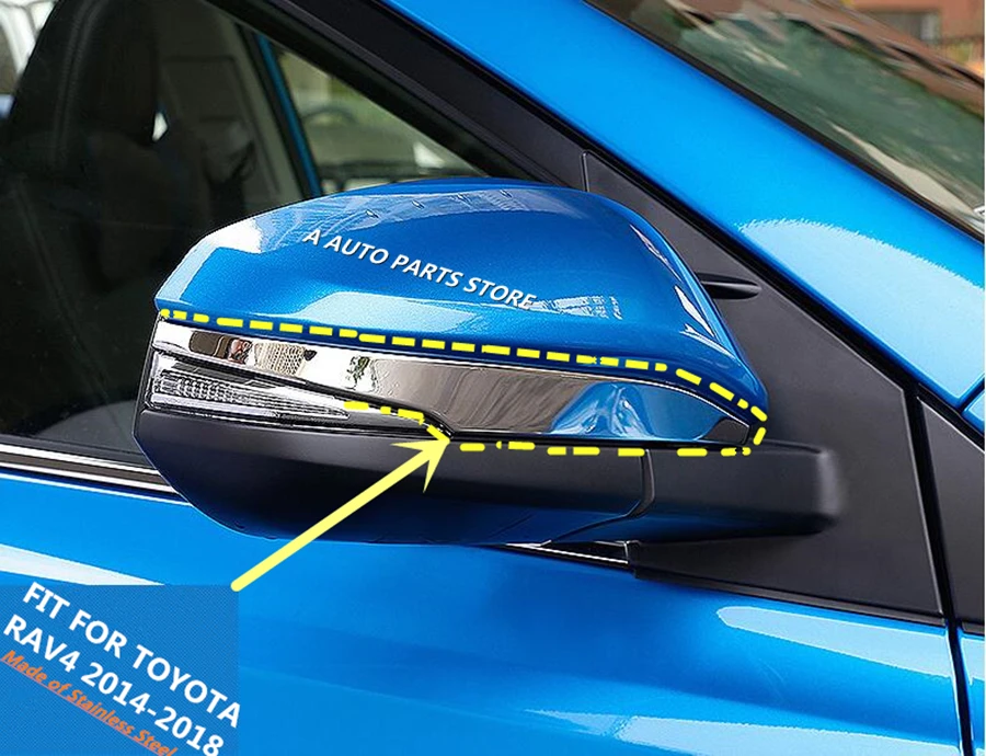 

Stainless Steel Side Door Mirrors Rearview Stripe Cover Trim Kit 2 pcs/set For TOYOTA RAV4 RAV 4 2014 2015 2016 2017 2018
