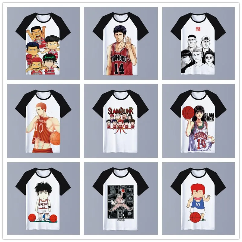 Футболка с аниме SLAM DUNK Одежда героями мультфильмов Повседневная модная футболка