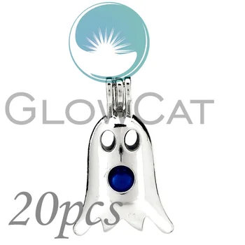 

20X KK831 Halloween Ghost Beads Cage Jewelry Making Essential Oil Diffuser Pearl Cage Locket Pendant for Oyster