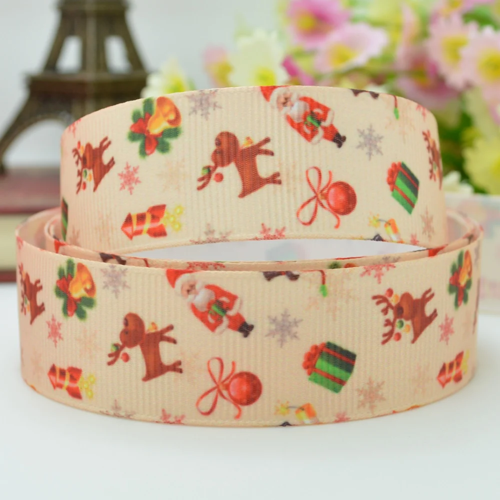 DUWES 7/8" 22mm Christmas Printed grosgrain ribbon hair bow DIY