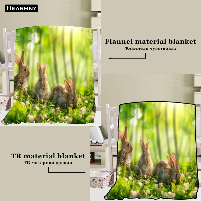 02 HEARMNY أرنب بطانية اليوغا كنبة مكتب بطانية غطاء أريكة السرير غطاء السفر لينة الدافئة رمي بطانية