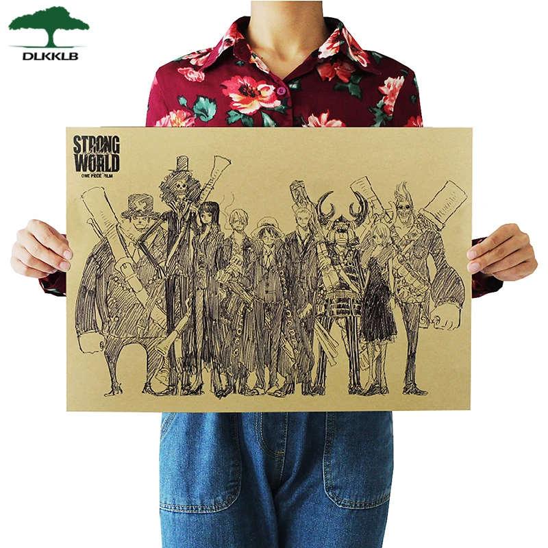 

DLKKLB Vintage Anime One Piece Wall Sticker Home Decor Kraft Paper Bar Cafe Poster Kid Room Decorative Painting 51.5 X 36CM