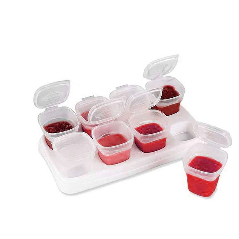 

Baby Food Containers By Little Sprout: Reusable Stackable Storage Cups with Tray
