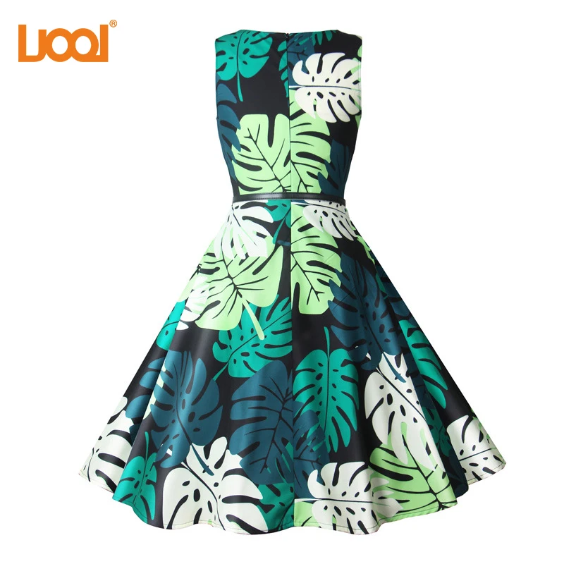Vestidos винтажное платье Лето Цветочный Принт без рукавов вечерние платья S 50 s 60