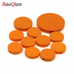 Vibrant Mixed Color Round Flat Natural Wooden Beads for DIY Crafting and Jewelry Making (Orange)