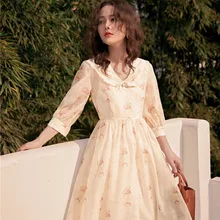 Заднем дворе французский Винтаж принты плюс и минус два способы ношения шифоновые платья