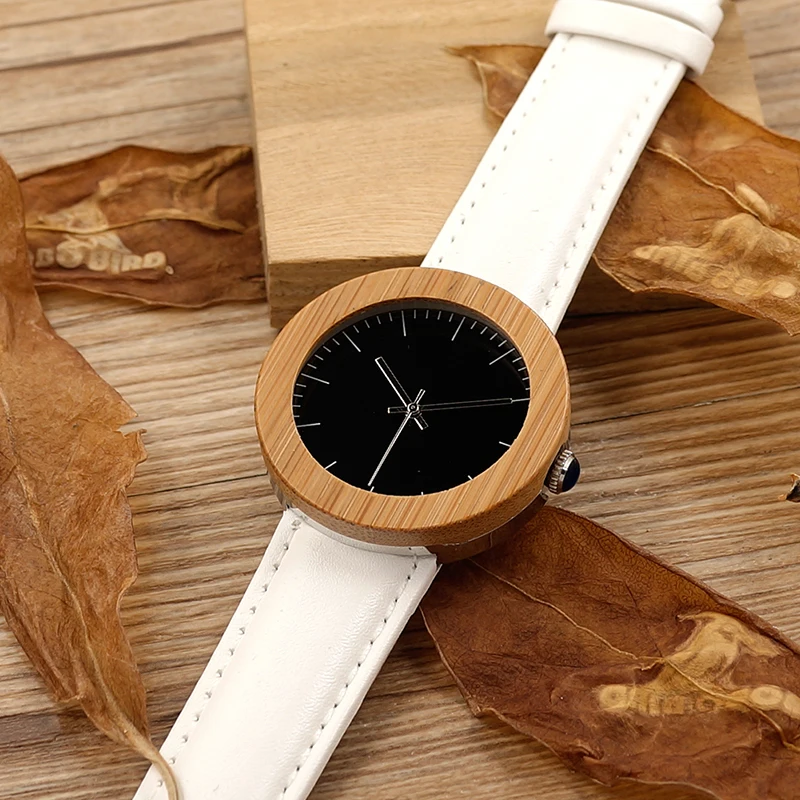 2017 Luxury BOBO BIRD 37mm Bamboo Watch Women Gifts Wooden Ladies Brand Wristwatches relogio feminino C
