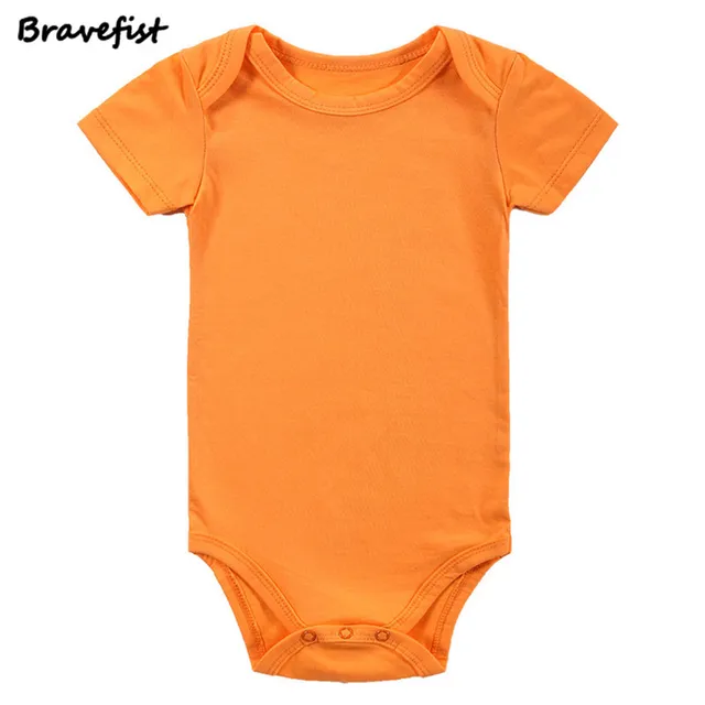 Newborn 0 12M Baby Clothes Solid Orange Baby Costume Girl Boy Jumpsuit