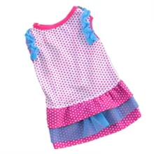 Puppy Pet Dog Cat Dot printing Dresses Summer Sunscreen Ruffle Breathable Dress Clothes Honden Kleding Zomer ruffle detail dot textured embroidery dress