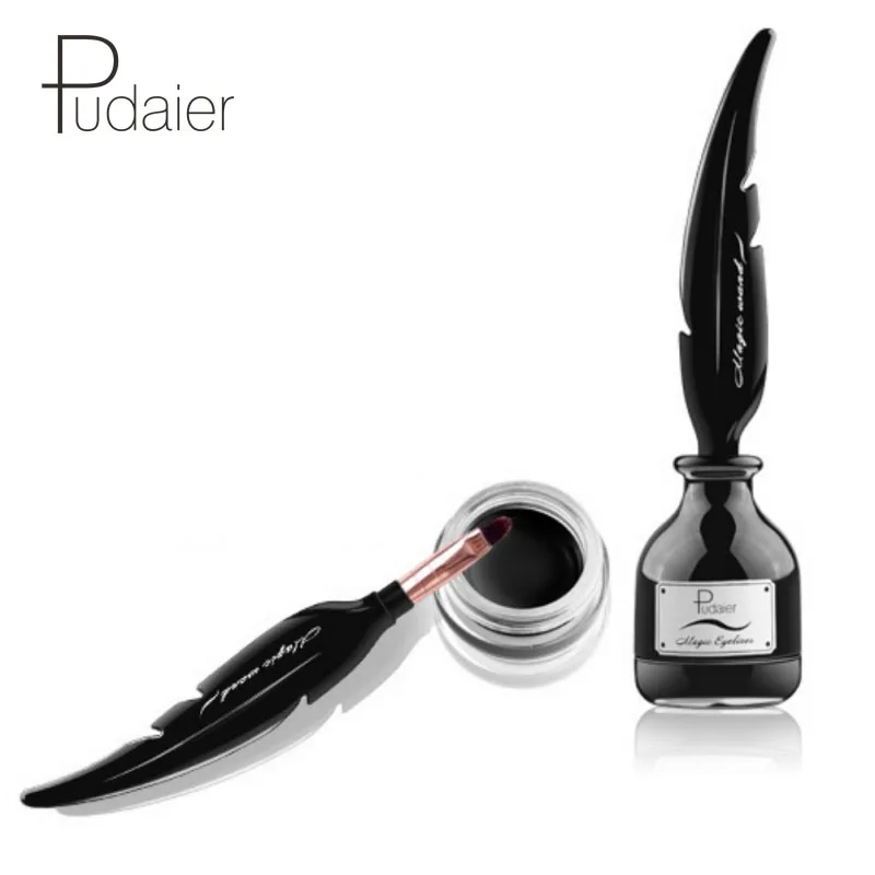 

Pudaier 1PCS Eyeliner Pen Beauty Makeup Waterproof Black Solid Gel Feather Brush Cosmetics Lasting Eyeliner Cream Maquiagem 6ml
