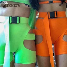 Летние новые женские сексуальные шорты с высокой талией, флуоресцентные цветные шорты для фитнеса, женская одежда для занятий йогой