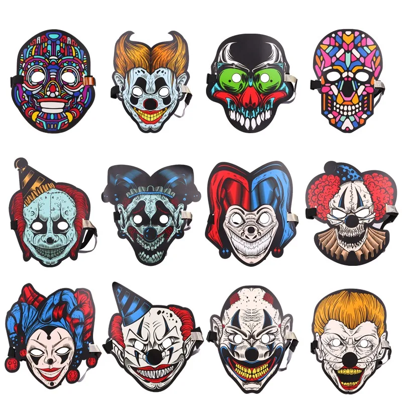 

Sound Control Halloween LED Light Mask Dynamic Mask Luminous Glowing Flash Cosplay Full Face Masks Carnaval Party Supplies Decor