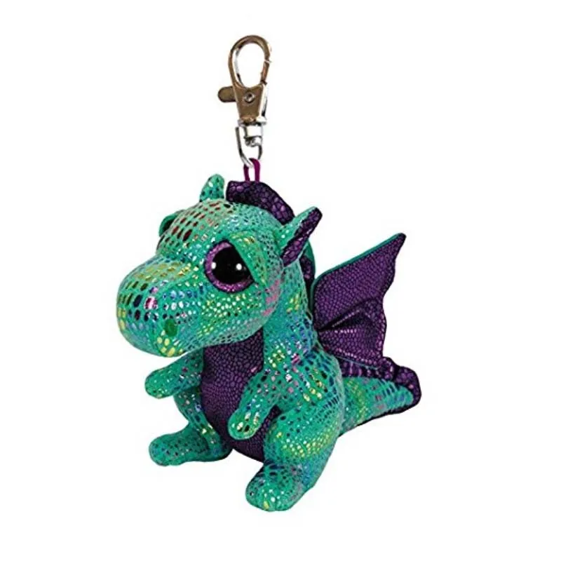 

Ty Beanie Boos 4'' 9cm Cinder The Green Dragon Clip Plush Keychain Stuffed Animal Collectible Doll Toy With Heart Tag