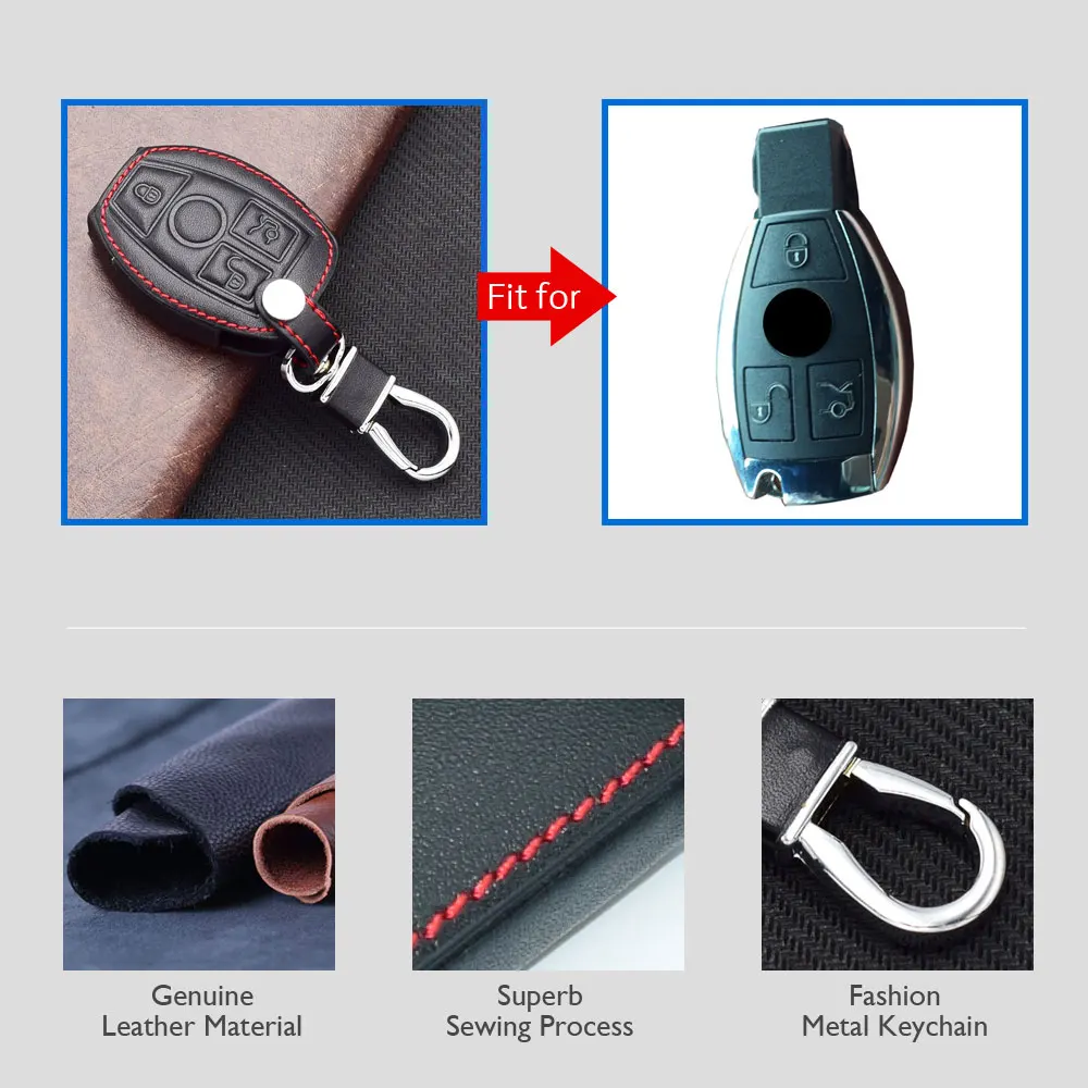 2 Mercedes Benz W203 W204 W211 CLK C180 E200 AMG C E S leather car key case cover