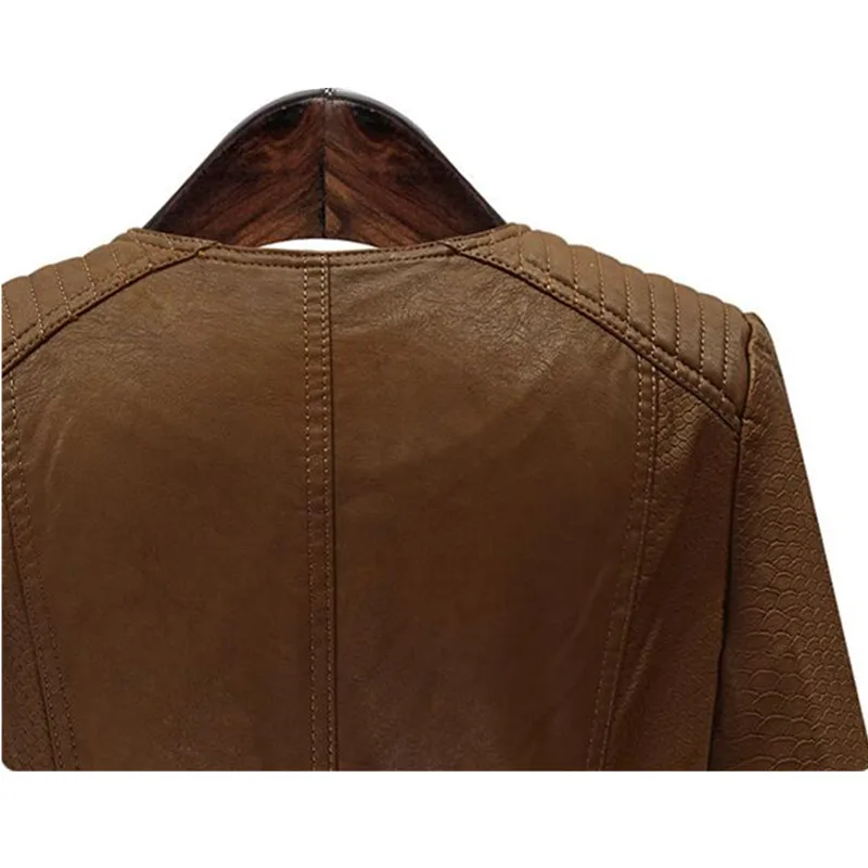 Плюс размер 5XL весна осень женские кожаные куртки короткие пальто модные коричневые свободные большие размеры кожаная верхняя одежда IOQRCJV Q033