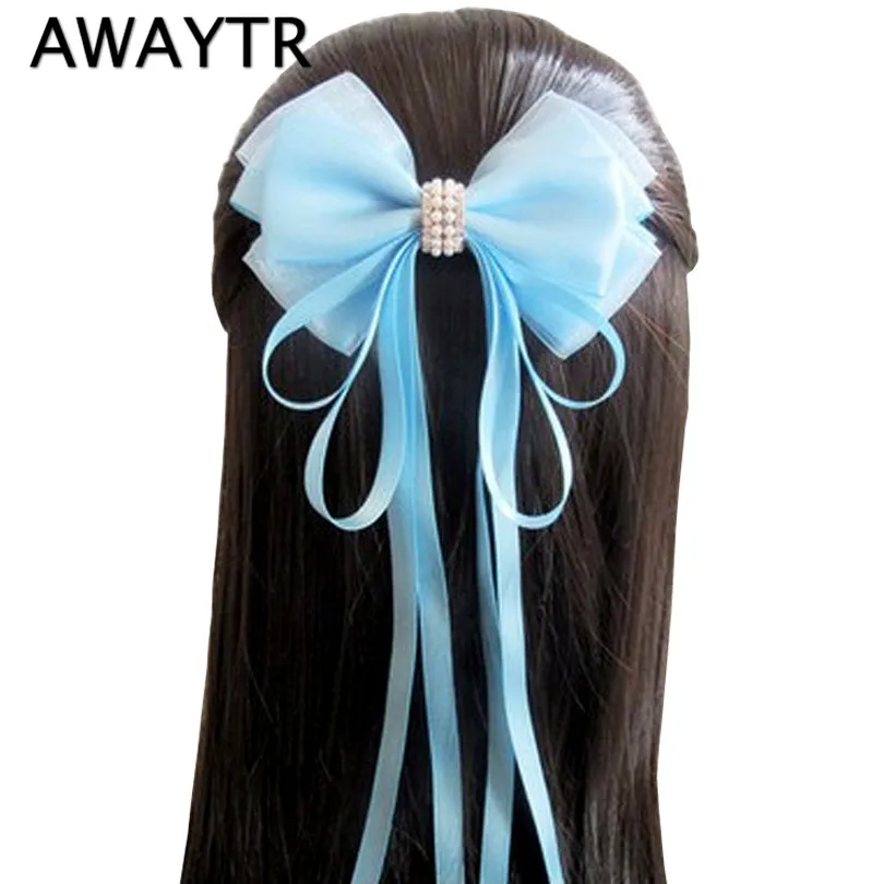 

AWAYTR 1 Pcs 4.72'' Big Hair Bow Girls Solid Ribbon Hair Bows With Clip Boutique Hair Clip Hairpin Hair Accessories Kids Hairpin