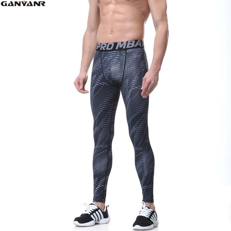 GANYANR/брендовые колготки для бега, мужские спортивные леггинсы, компрессионные штаны для фитнеса, длинные штаны из спандекса для спортзала, обтягивающие зимние штаны для йоги и пробежек