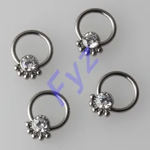 G23 титановый желобок комплект прозрачные чешские Самоцветы CBR Captive кольцо с 5 бусины ухо траг cartilalges кольцо для соска украшение для пирсинга губ