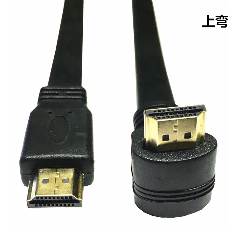 Плоский тонкий Высокоскоростной HDMI кабель-удлинитель A папа-папа 90 градусов вверх/вниз угол шнура AM/AM 0,3 м/30 см/1 фут