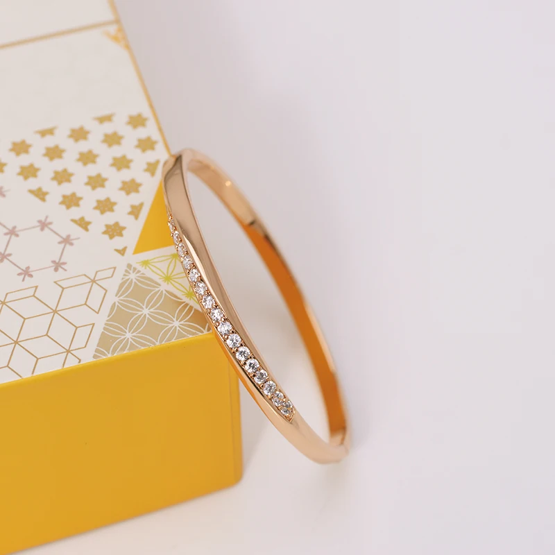 MxGxFam модный жесткий браслет ювелирные изделия для женщин золото Цвет 18 к AAA+ искусственный циркон без аллергии на кожу никель бесплатно