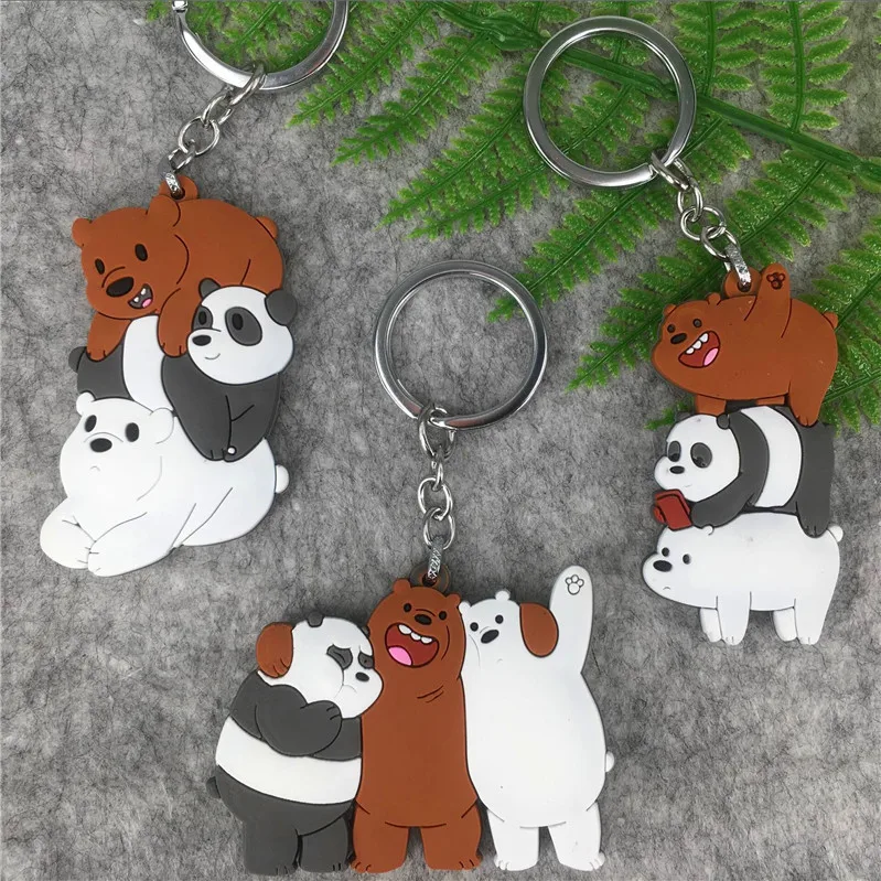 Cartoon We Bare Bears Keychain Grizzly Ice Bear Panda PVC Pendant