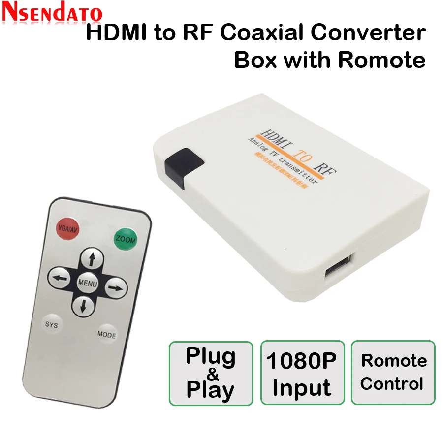  Analog TV Transmitter HDMI To RF HDMI To Radio Frequency Signal HD Modulator Box Converter with Rem
