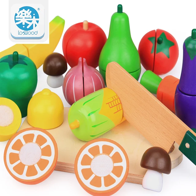 15PCS/SET Wooden Kitchen Toys Cutting Fruit Vegetable Play Food Kids Wooden fruit Toy fruit and