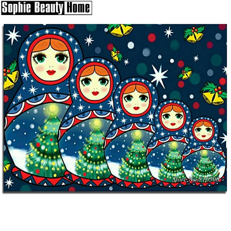 Needlework 5D Diy Diamond Painting Christmas Tree Girl Cross Stitch Embroidery Full Drill Mosaic Picture 062703 | Дом и сад