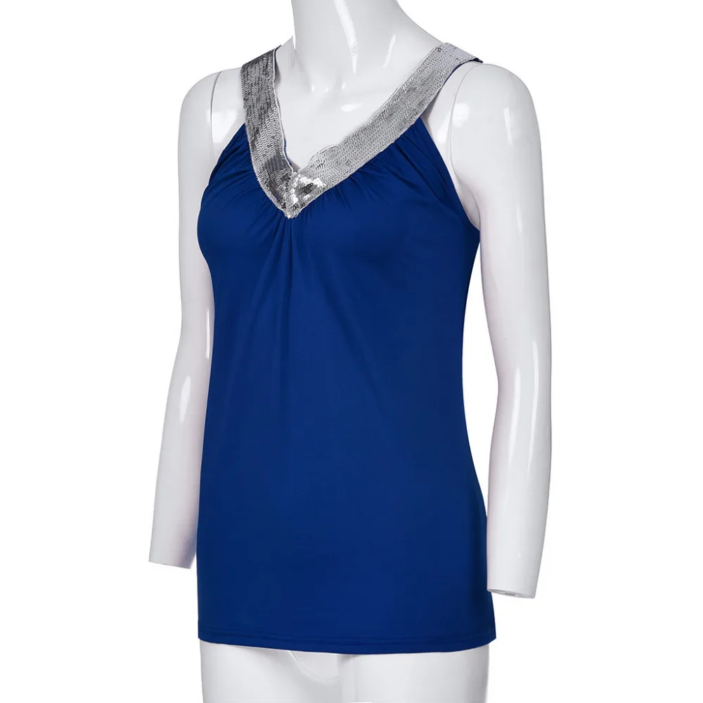 2019 Women's v-neck plus size sexy tops and blouses sleeveless loose beach tops and blouses summer et chemisiers femme  40J12 (27)
